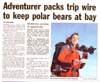 Adventurer packs trip wire to keep polar bears at bay