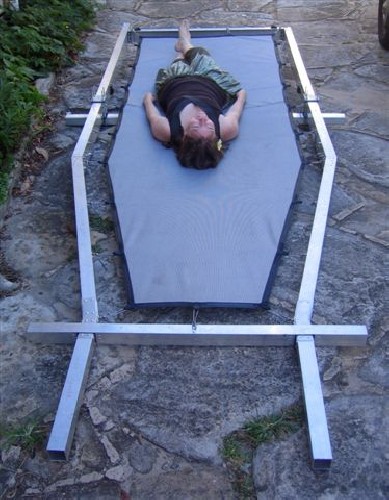 Chris\'s sister Sarah posing on the completed PAC fabric cover
