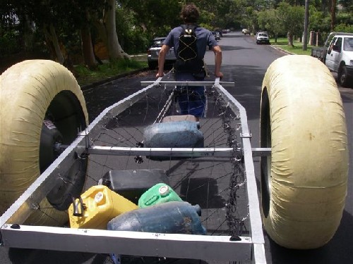 Clark hauling the new PAC along the road