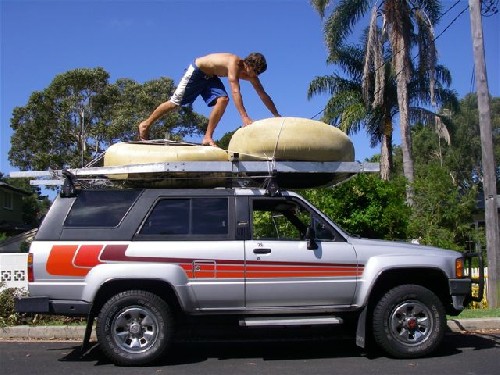 Clark lashing the PAC2 onto the roof racks