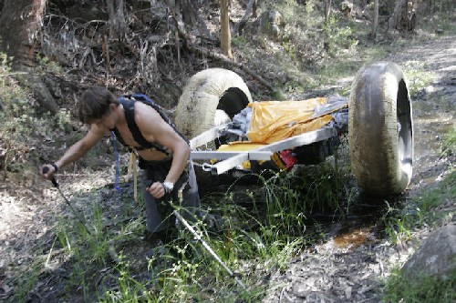 Clark wading PAC2 through swamp - Click for full-size.