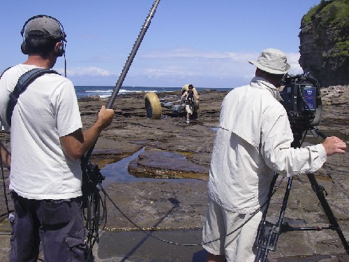 Chris hauling PAC2 towards the Discovery Channel film crew