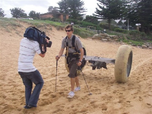 Clark being filmed for Ch7 National News