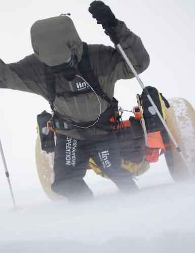Clark stumbling through the semi frozen snow