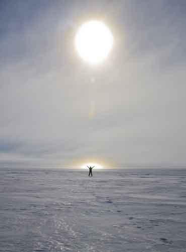 Jumping for joy at not only one sun but now two