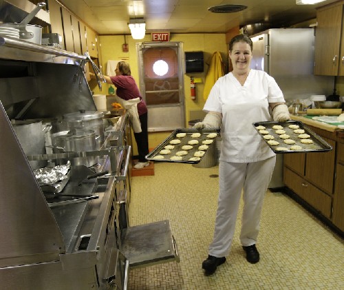 The wonderful cook onboard - Christina - with newly baked cookies for us!
