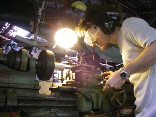 Chris turning up PAC axle parts on late