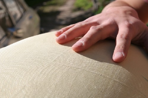 Close-up of Kevlar wheel cover fabric