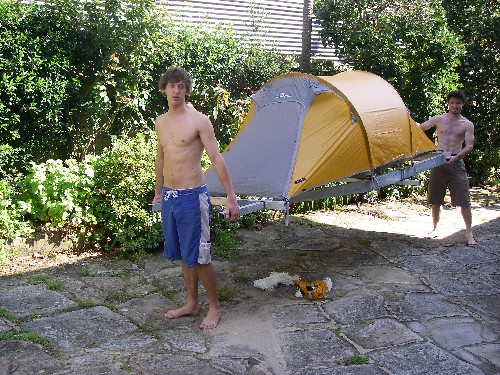 Holding up PAC with tent set up