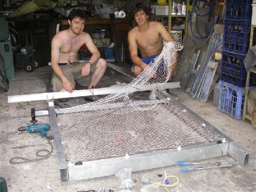 Clark and Chris testing netting for PAC 2 design