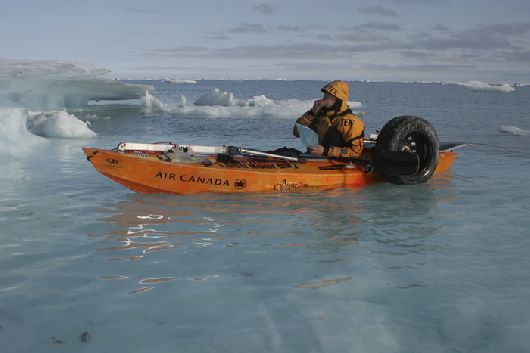 Enjoying a nut break during a days paddling - Victoria Island 2005