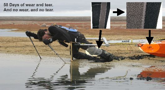 Hauling through mud with Icebreaker leggings - Victoria Island 2005