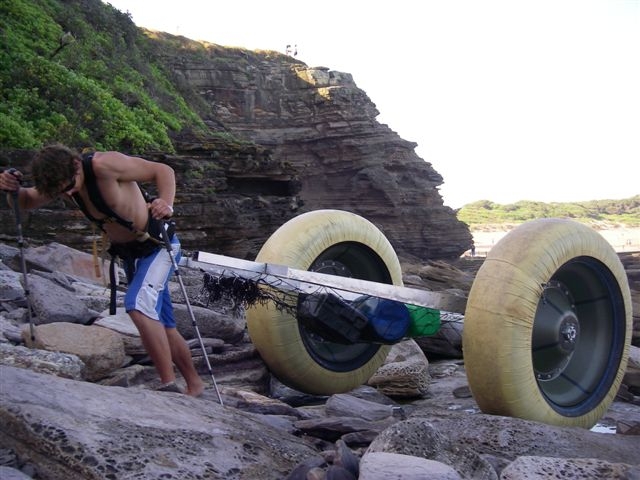Clark testing new PAC2 over rocks at low tide